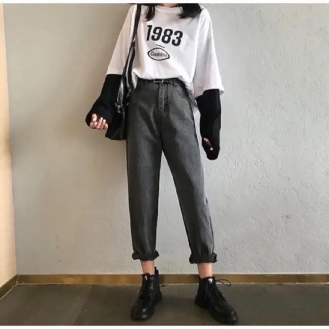 Sevins - Highwaist boyfriend jeans snowblack 1