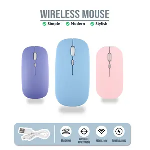 Wireless Mouse Bluetooth For Tablet Ipad Handphone Laptop Macbook Rechargeable Wireless Tanpa Dongle Macaroon Pastel Color Mouse Universal Warna Pastel Computer Mousepad Deskmat