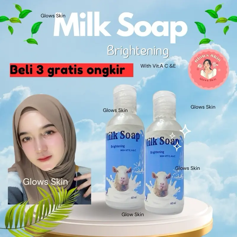 SABUN MENCERAHKAN GOAT MILK SOAP BOTOL 60ml VIT A C & E / SABUN SUSU KAMBING BPOM / SABUN GLOWING MENCERAHKAN Facial Muka Pencerah Berjerawat Wajah Hitam