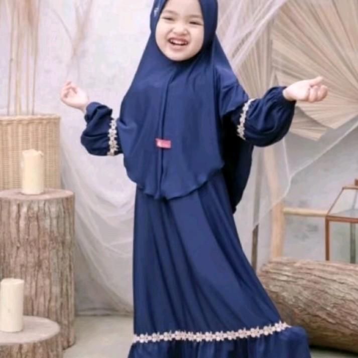 gamis anak shahia oneset renda bunga 2