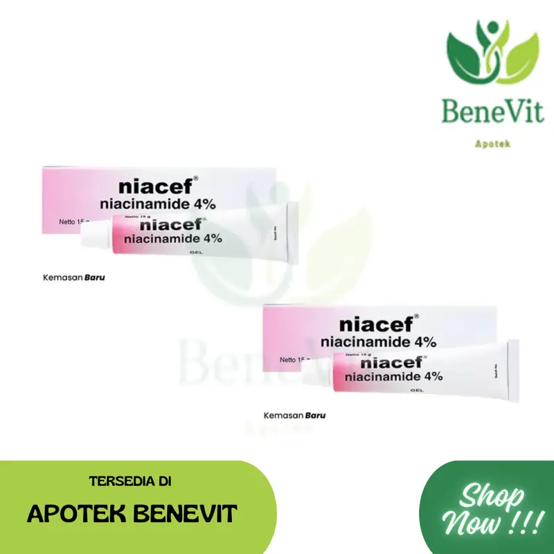 NIACEF GEL NIACINAMIDE 4% 15 gr / Bundling Niacef + Glycore 10% - Gel untuk membantu mengatasi Kulit jerawat 1