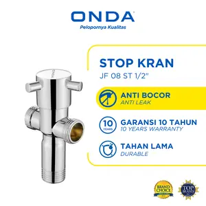 ONDA Stop Kran Toilet 2 Cabang 1/2 In Kran WC Duduk Multifungsi Keran Toilet Duduk Kran Kloset Cabang 2 Arah Kamar Mandi JF 08 ST Chrome Anti Bocor Anti Karat