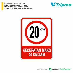 Rambu Batas Kecepatan 20 km/Jam 45cm x 60cm Plat Alumunium