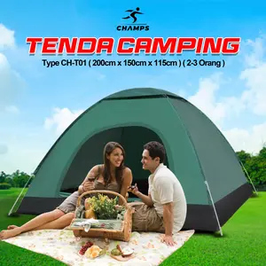CHAMPS Tenda Camping Rakit CH-T01 2-3 Orang – Tenda Gunung Portable Instant Anti Hujan Parasut Camo Indoor Outdoor Premium Murah