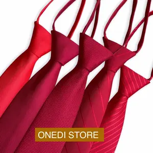 Dasi Instan Resleting Pria Warna Merah