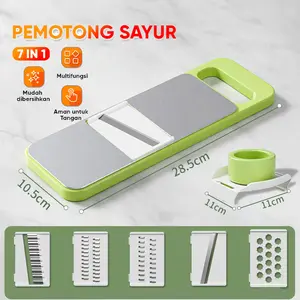 Sankeshu Parutan Sayur & Buah 7in1 Stainless Steel Multifungsi 28.5cm x 10.5cm Alat Dapur Pemotong Pengiris Pisau 7in1 Mudah Dibersihkan Aman untuk Tangan