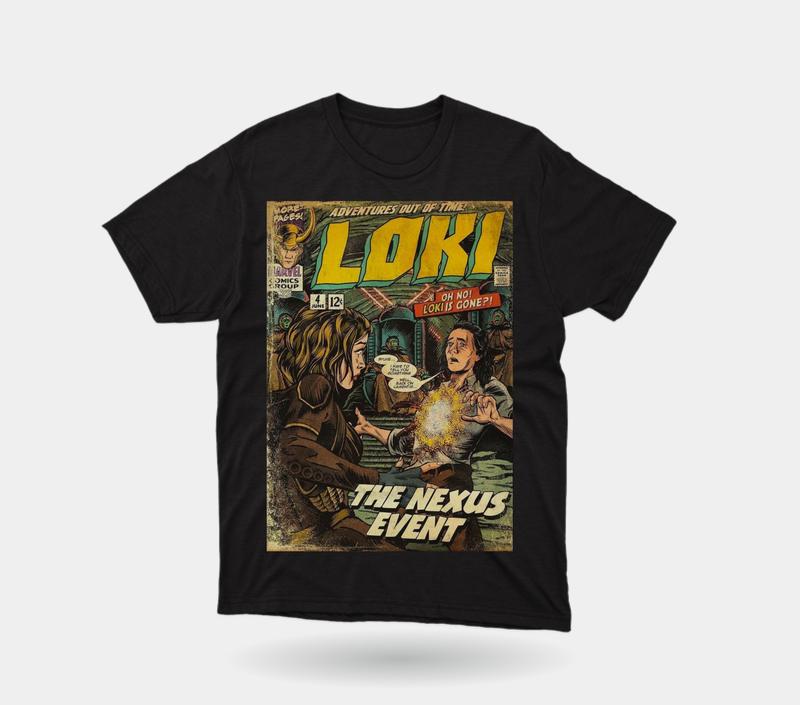 Kaos LOKI COMICS Premium / KAOS DISTRO FILM marvel superhero avengers cotton combed 30s keren vintage murah Hitam Crew Neck Katun 3