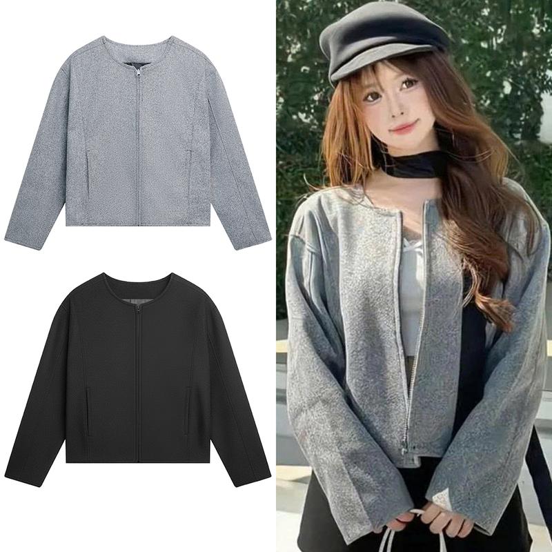  Áo Khoác Dạ Nữ Phối Viền Tay Dáng Ngắn Croptop Mùa Thu Đông 2025 TĐZ - STORE 