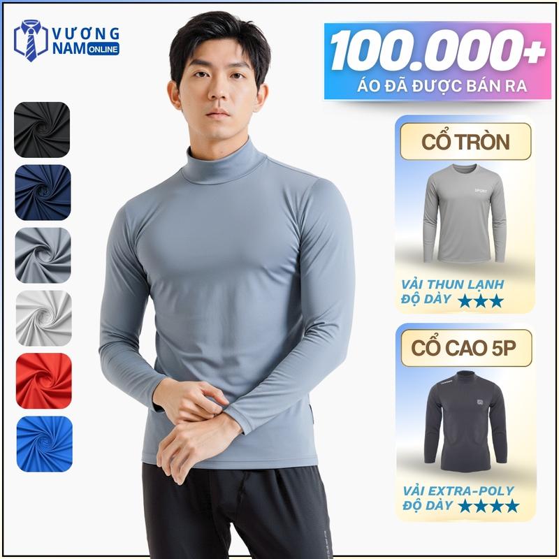 Áo giữ nhiệt nam thu đông cổ cao 3 phân chất thun lạnh co giãn tốt form ôm thu đông Kem VNO124