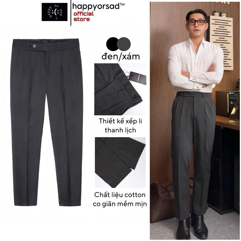 Quần Âu Nam HAPPYORSAD Cotton Co Giãn Cạp Cao 2 Ly Ống Đứng  ( Cotton Blend Trouser Pants HOS - Menswear )