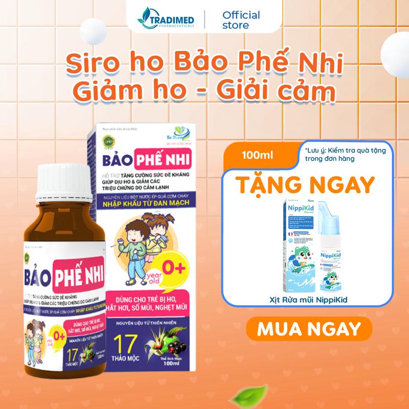  Siro Ho Cho Bé Bảo Phế Nhi 3in1 Hỗ Trợ Tăng Đề Kháng Giảm Ho Giải Cảm Tradimed Pharma 