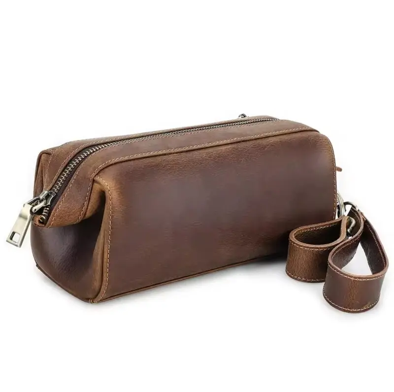 Tas Clutch Pria Kulit Asli Kantong Aksesoris - Tas Tangan Genggam Pria Retro Kulit Asli Crazy Horse 0