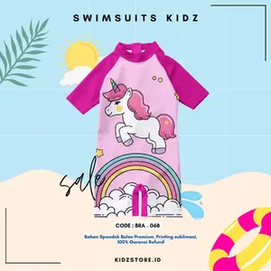 Baju Renang Anak Perempuan Pink Series Motif Unicorn Terlucu untuk Usia 1-8 Tahun