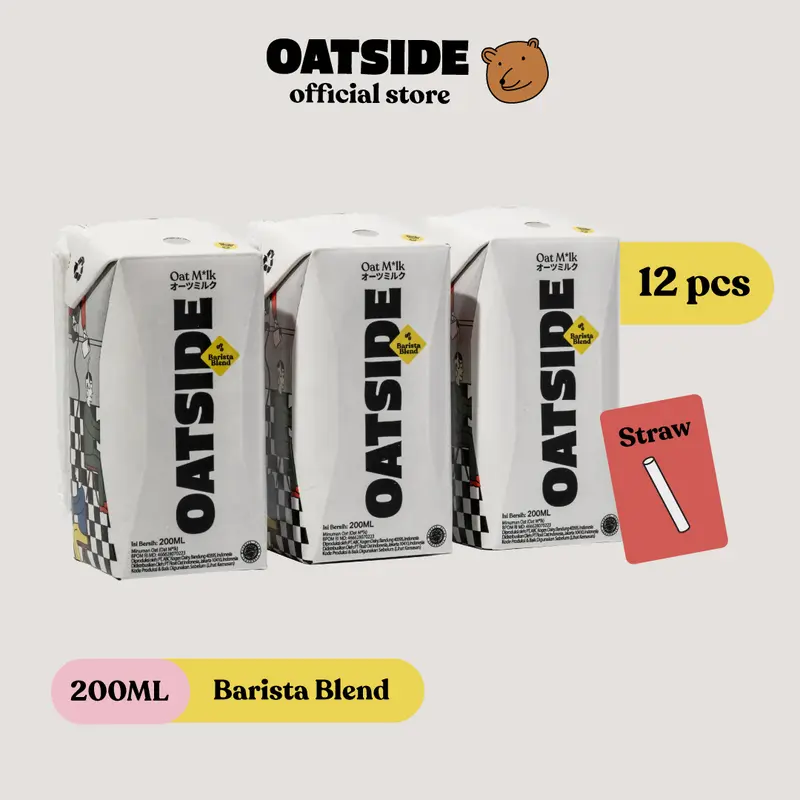 OATSIDE Mini Straw Oat Milk Barista Blend 200ml (12pcs) (Kemasan dengan Sedotan) | Susu Oat 0