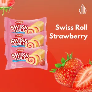 Dalezz Swiss Roll Rasa Strawberry 18 gr - Kue Gulung Lembut & Empuk Cocok untuk Berbagai Acara Halal BPOM