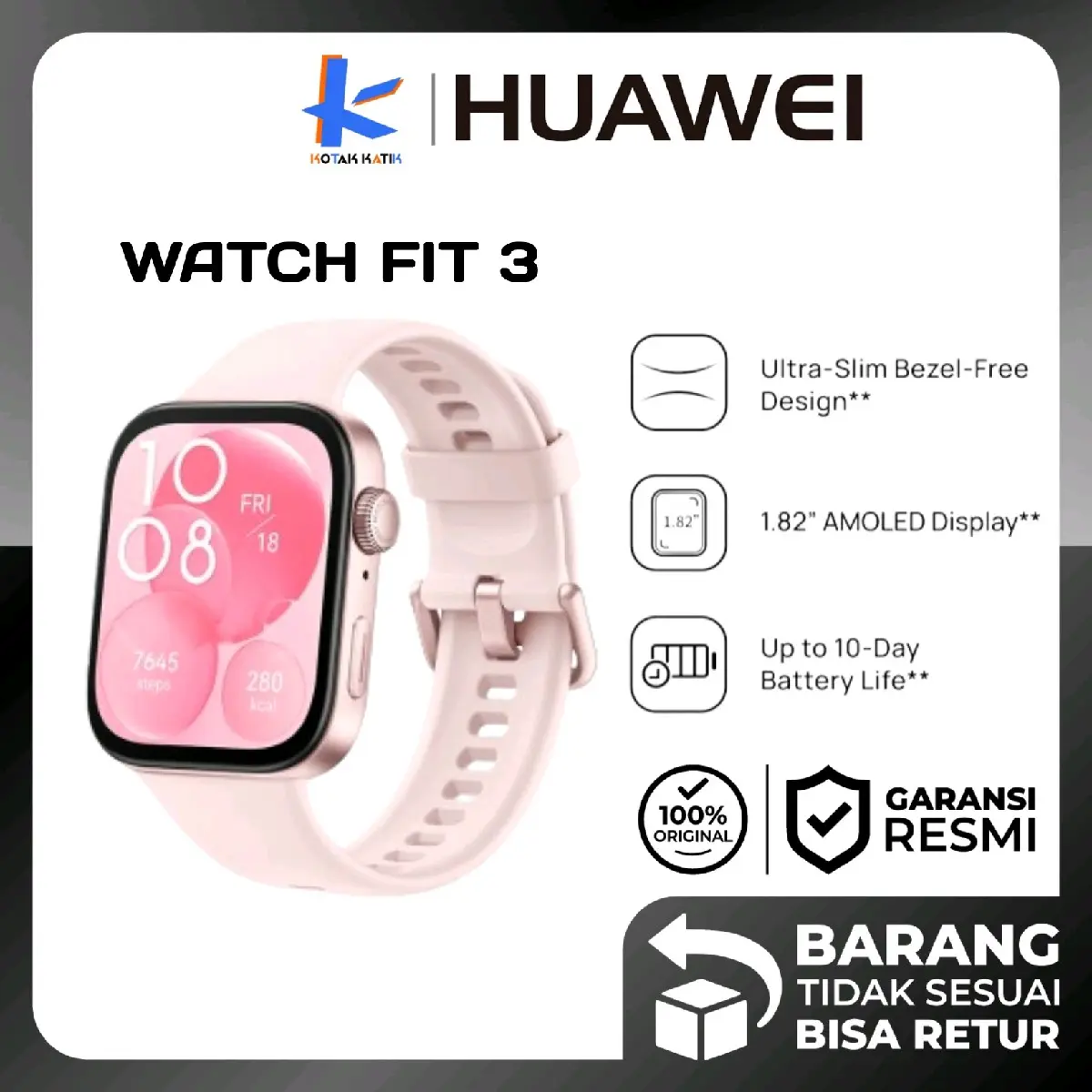 HUAWEI Watch Fit 3 HarmonyOS Smartwatch New Garansi Resmi