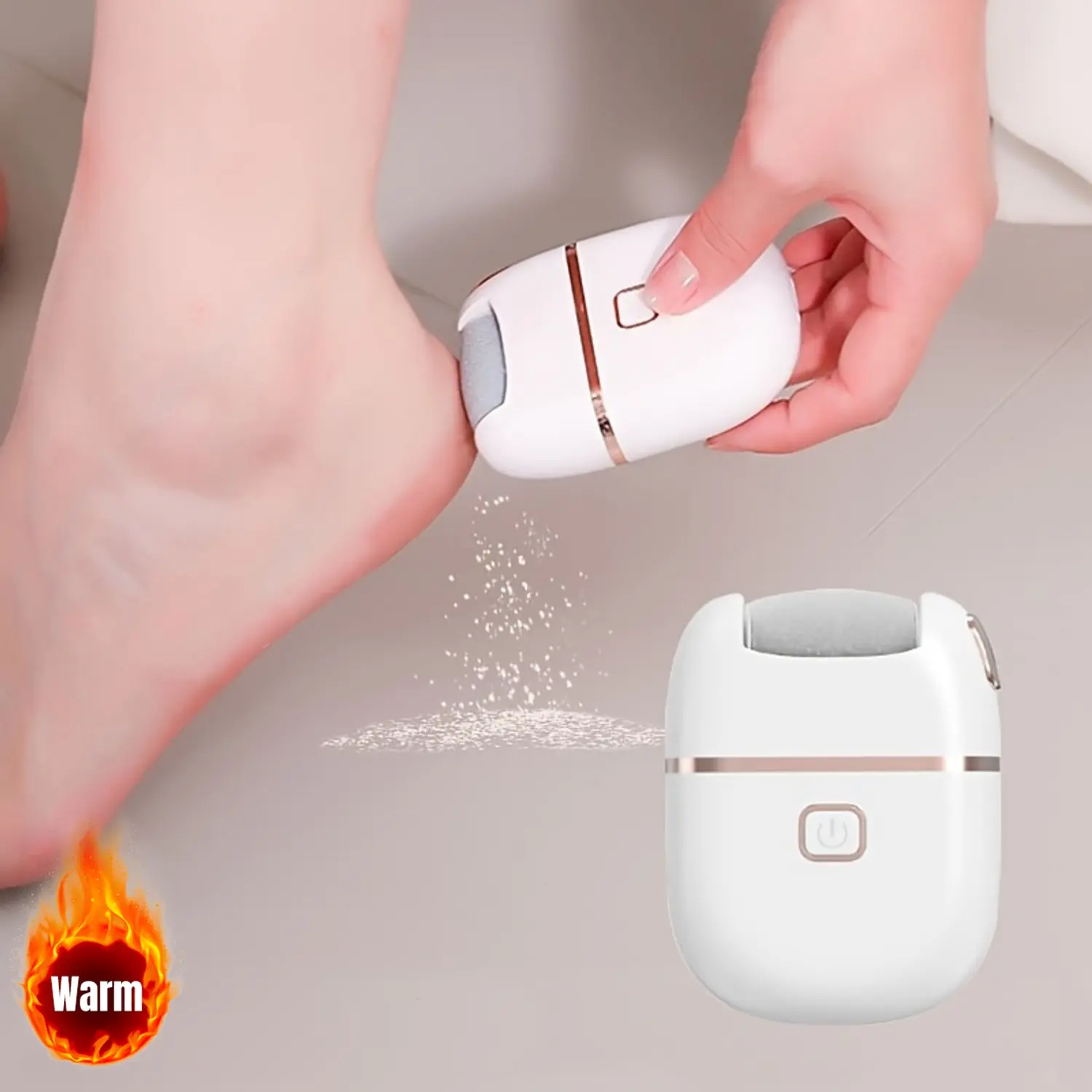 1 piece rechargeable electric foot grinder, three replaceable grinding heads, thick grinding heads for thick polishing, USB rechargeable, portable and easy to use, skin care, suitable for chapped and dry skin