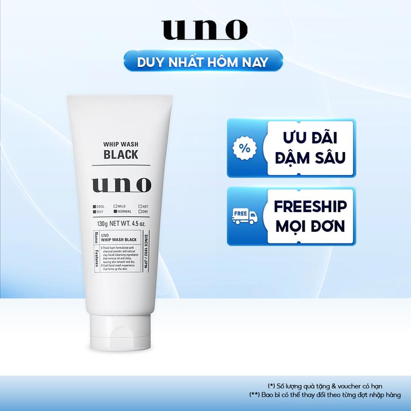[UNO] Sữa rửa mặt tạo bọt sạch nhờn UNO WHIP WASH BLACK 130G