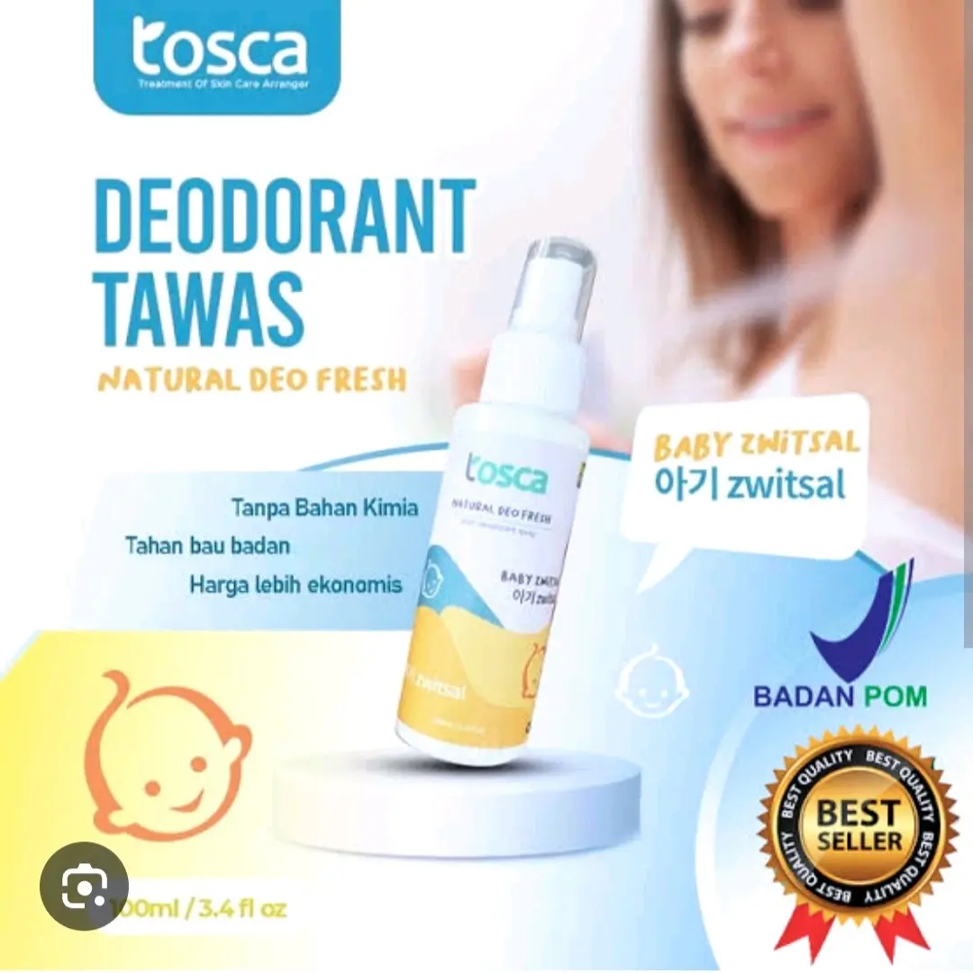 Natural Deodorant Tawas Tosca Spray 100ml - Wangi Baby Zwitsal - Ampuh Mencegah Bau Ketiak dan Bau Badan