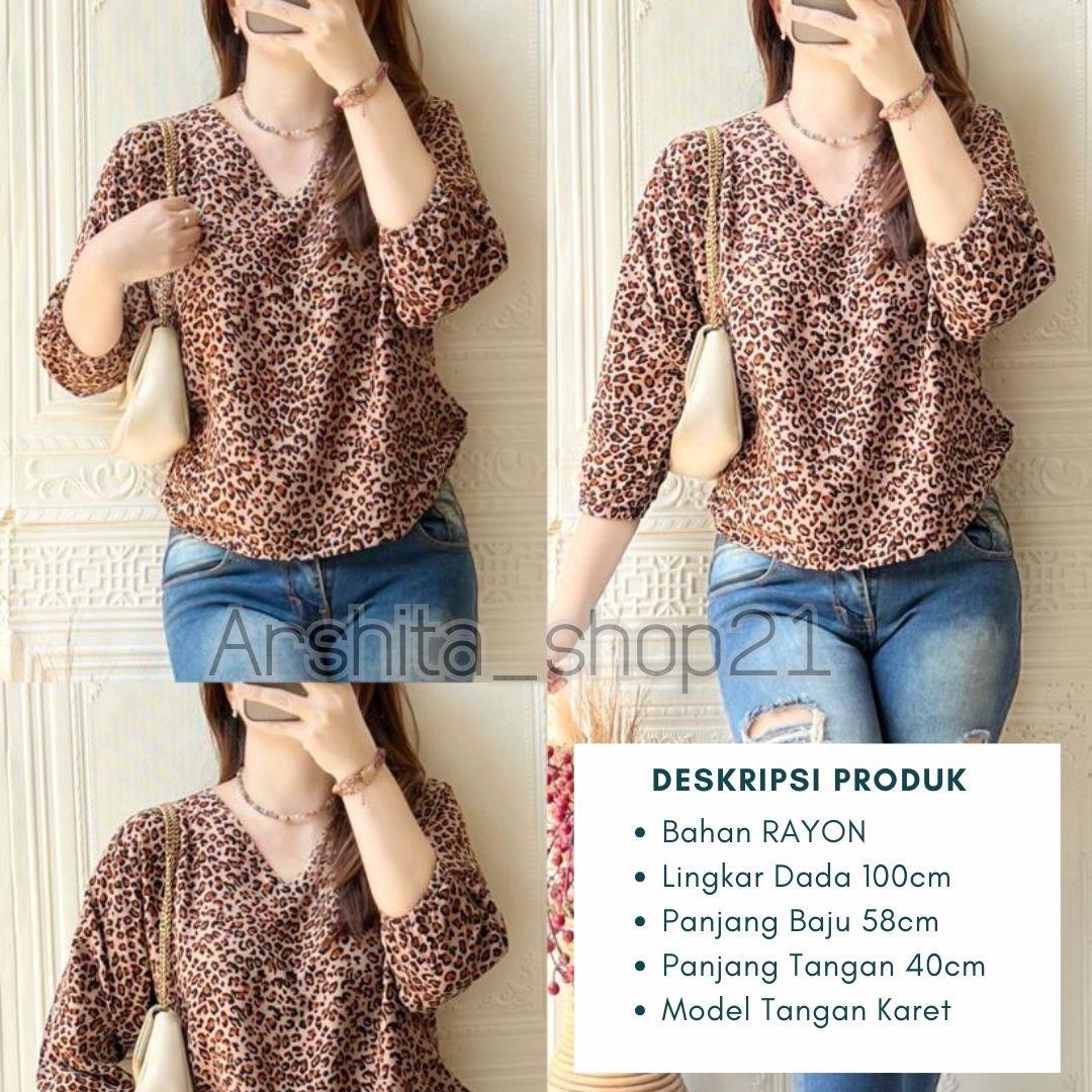 HANA [01] BLOUSE || [B01101] ATASAN WANITA TERLARIS BAHAN RAYON PREMIUM BLOUSE KEKINIAN LEHER V SIMPLE ELEGAN TANGAN 7/8 KARET MOTIF TERBARU