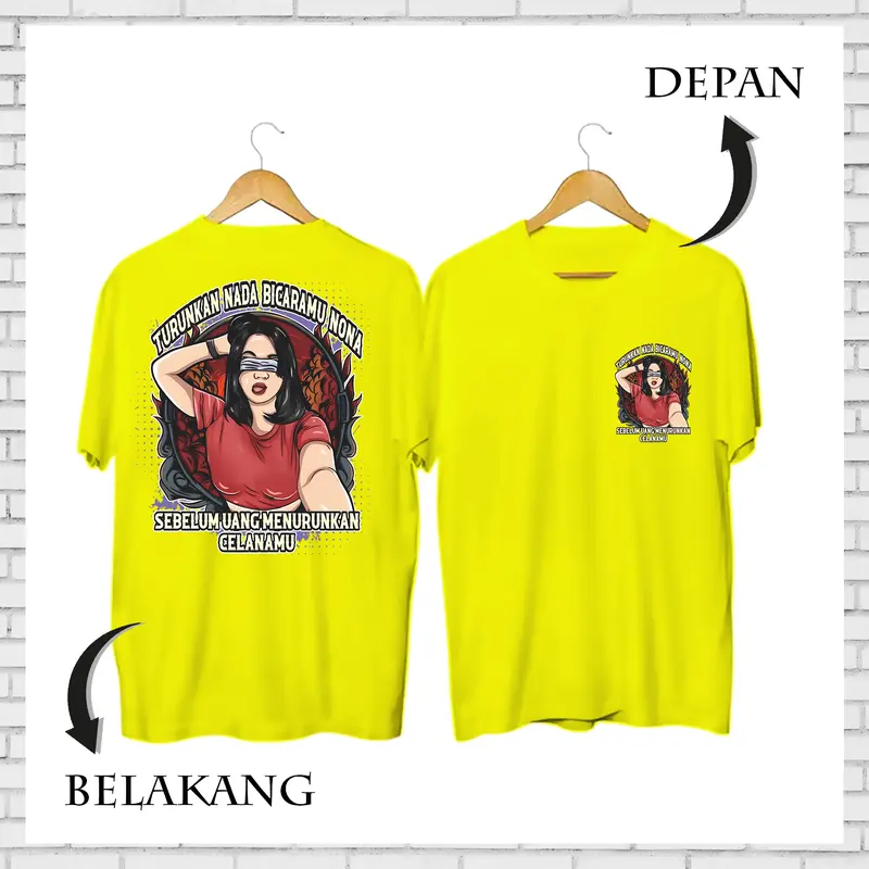 Kaos Dewasa Turunkan Nada Bicaramu Nona Kata-kata Lengan Pendek Keren dan Kekinian MT-02 Baju Distro Combed Pria Pasangan Panjang Oblong Nyaman Lembut Katun Wanita Tangan Atasan Hitam Celana Kerja Polos Couple Setelan 2