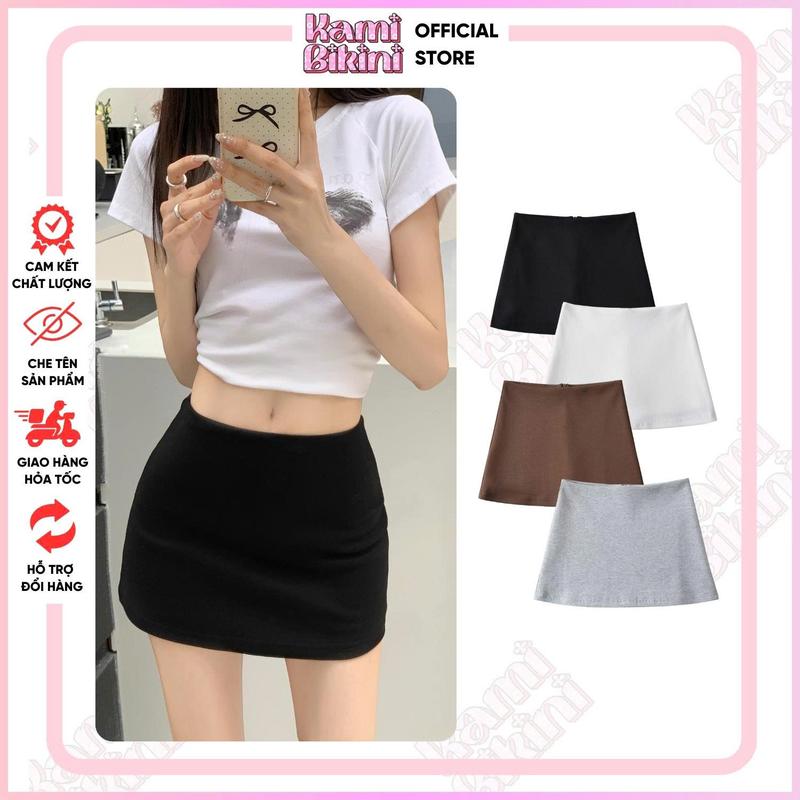 Chân váy ngắn chữ A dáng ôm, nỉ 2 da co giãn, mềm mại, tôn dáng, Cao Cấp, Chân Váy Thanh Lịch Nhẹ Nhàng Cơ Bản 4 màu Đen, Trắng,Nâu, Xám KAMI ELY CV11