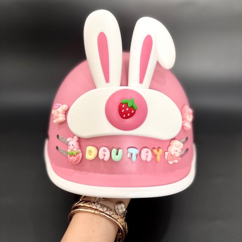 TẶNG CHARM TÊN Nón Bảo Hiểm Cá Heo Tai Thỏ Size Bé Và Lớn Đủ màu.