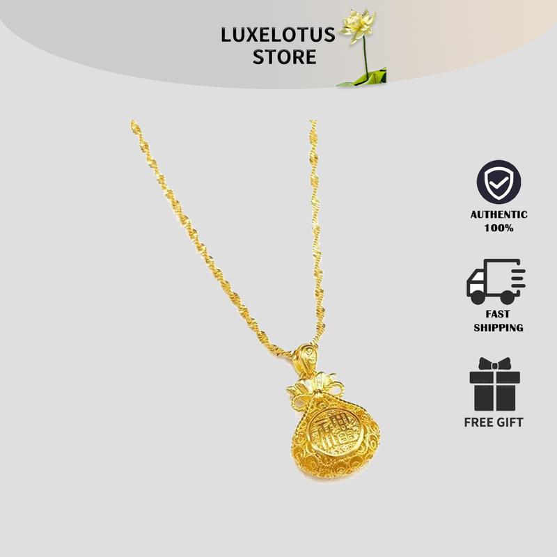 【LuxeLotus store Vòng Cổ Túi Vàng Cát, Thời Trang Sang Trọng, Phong Cách Nữ, Mặt Dây Chuyền Ví Rỗng Bán Chạy Năm 2024