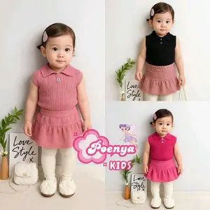 Poenya KIDS Atasan Rajut Anak Perempuan Loly Knit Top Baju Rajut Fashion Cewek Gemes Tanpa Lengan Untuk Usia 1-3 Tahun