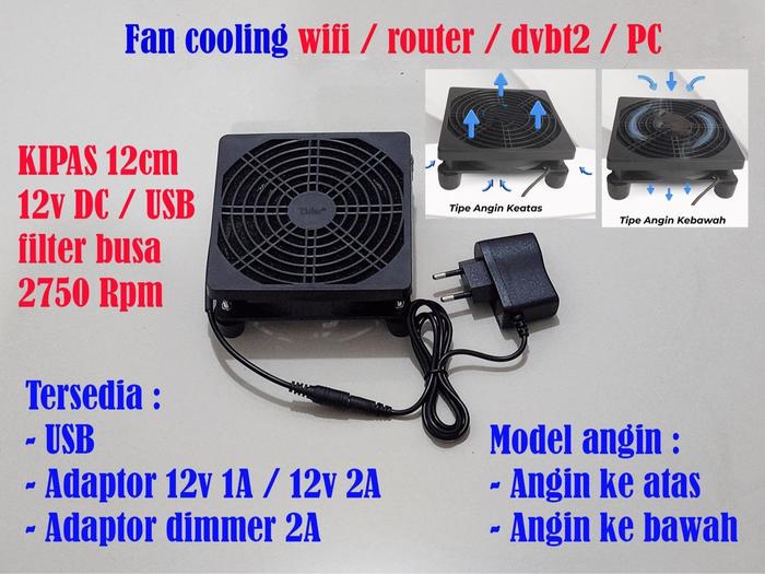 Jual kipas 12cm 12v DC USB adaptor dimmer fan Cooling Wifi Router set ...
