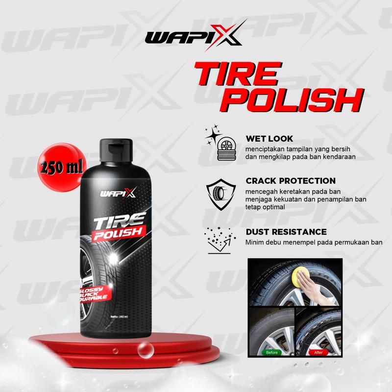WAPIX - TIRE POLISH -  Ban Kendaraan Wet Look Hitam Mengkilap dan Tahan Lama   ban semir motor 2