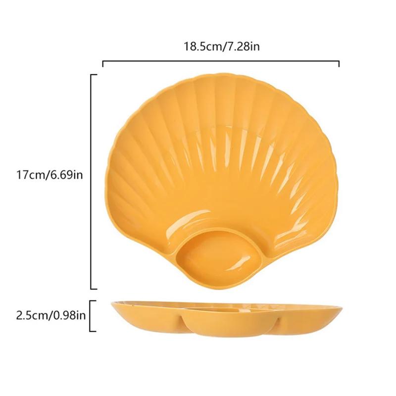 Creative Shell Shaped Dumpling Plate With Dip Vinegar Dish Plastic Sushi French Fries Snacks Dried Fruit Tray Bone Spitting Dish 3