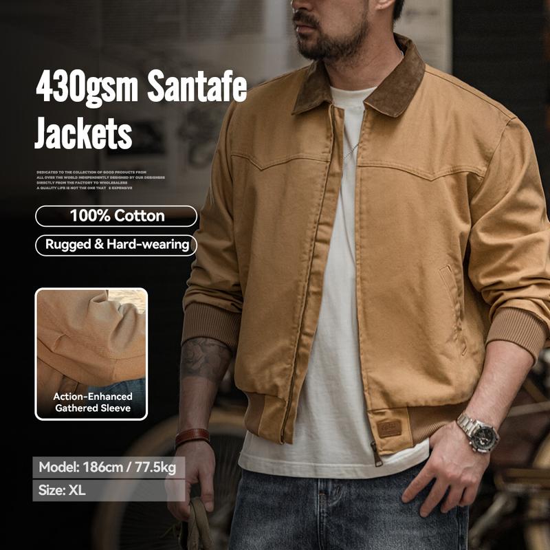  Áo Khoác Santafe Cổ Điển Dành Cho Nam Giới MADEN Được Làm Bằng Bông Và Vải Lanh Vải Nhung Kẻ Có Ve Áo Trang Phục Mùa Thu Viền Gân Áo Khoác Ngắn Thương Hiệu: Bác Fu 