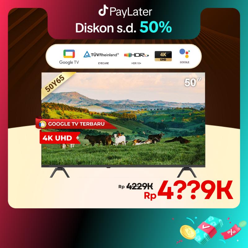 [MAY MEGA SALE] COOCAA Y65 Layar TV 50 Inch 4K Google TV - Find my remote - Flicker Free - Low Blue Light - HDR 10 Chameleon Extreme 2.0 - Bluetooth 5.1 - Dolby Audio + DTS - TV Digital tanpa STB 50Y65 2