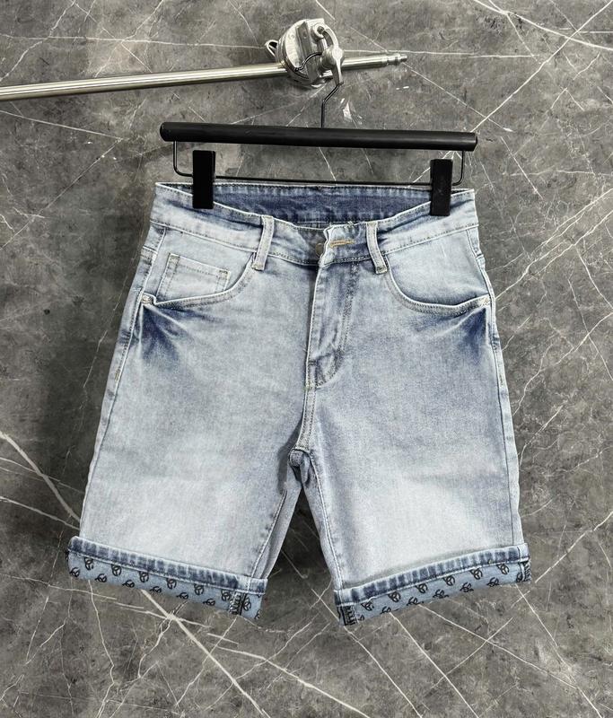 Quần short jean nam xanh boy phố chất bò dày thêu Logo phối chữ trẻ trung loang màu siêu đẹp Menswear quần  ngố
