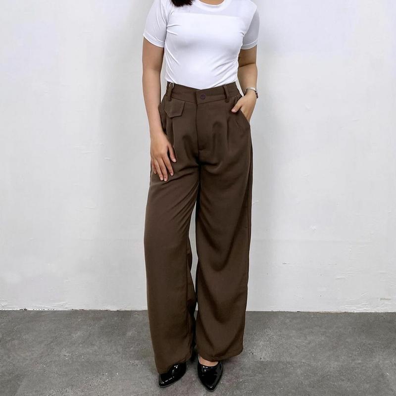 Oro pants Loose Pants Trouser Wanita Celana Anti Kusut Celana Kulot Wanita Panjang Basic Katun Woll Premium celana korean style 4