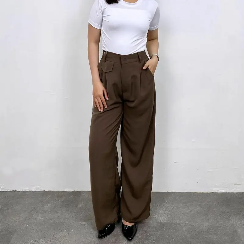 Oro pants Loose Pants Trouser Wanita Celana Anti Kusut Celana Kulot Wanita Panjang Basic Katun Woll Premium celana korean style 3