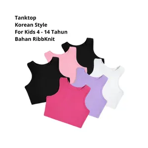 Tanktop atasan anak perempuan model crop korean style Baju Kaos Pakaian Fashion Korean Blue