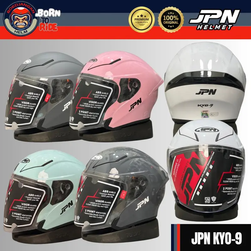 JPN KYO 9 HELM HALFFACE SPOILER SINGLE VISOR ORIGINAL STANDART SNI 0