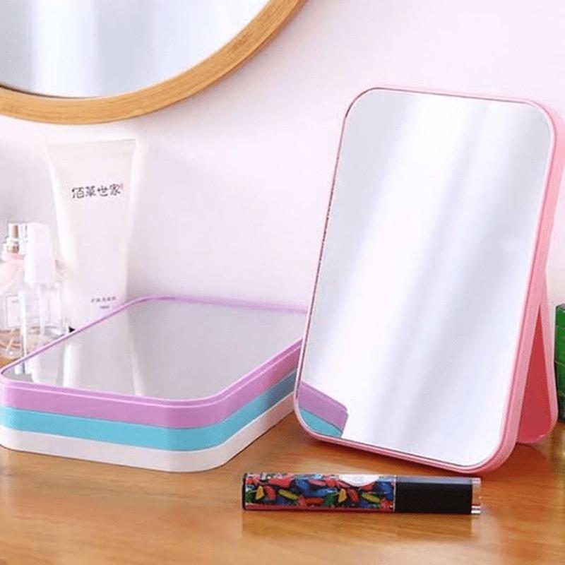 CERMIN LIPAT PERSEGI PORTABLE / STANDING BEAUTY MIRROR KACA DUDUK UNTUK RIAS MAKEUP WAJAH 4