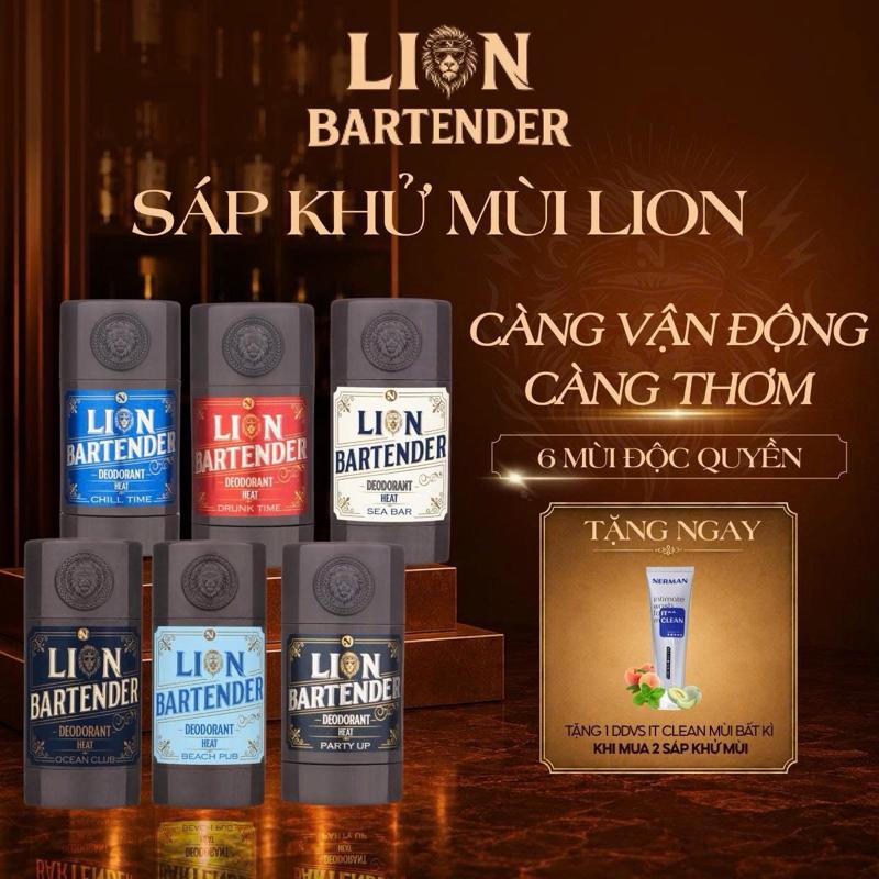 Sáp khử mùi cho nam Nerman Lion Bartender 40g càng vận động càng thơm, mát lạnh, khô thoáng