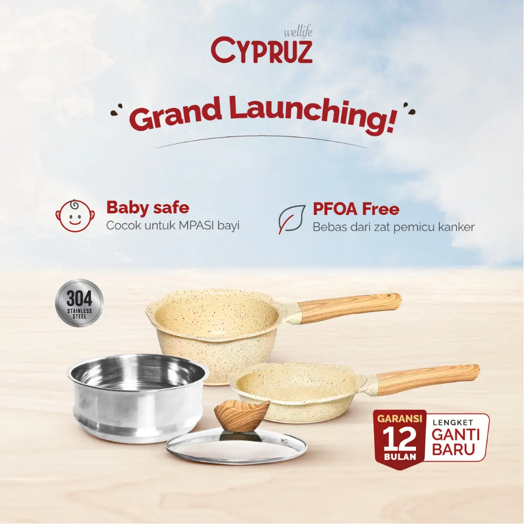 Set Perkakas Masak Cypruz Granite Diecast Baby Collection Wajan Anti Lengket 4 Pcs Kitchenware