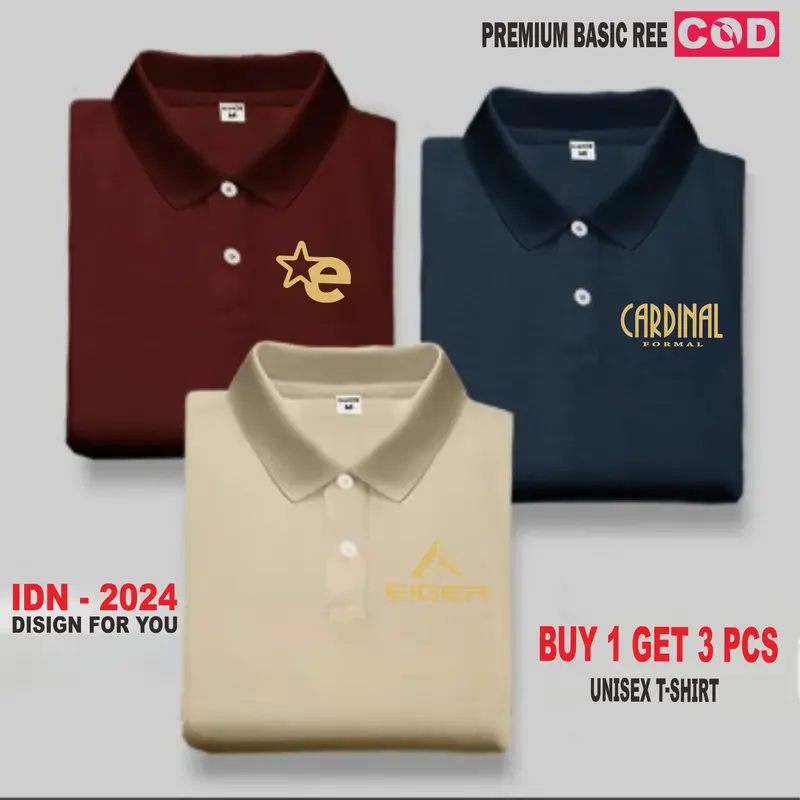 STYLE1 Beli 1 Dapat 3 Pcs ( PROMO COD ) Kaos Keren Polo I G  r I Goo I Formal Gold Pria Distro T-Shirt Distro I Polo Dewasa Premium Quality Baju Pendek Katun Combed Sablon 0