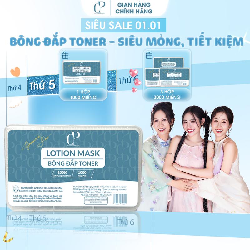  Hộp 1000 Miếng Bông Dưỡng Da Đắp Toner Lotion Mask Q.P Cosmétique 