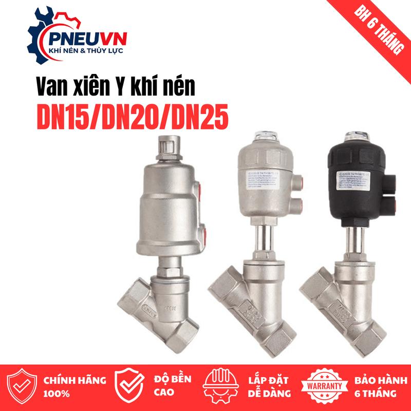Van Xiên Khí Nén Chữ Y DN15/DN20/DN25/DN32/DN40 Van Góc Y Điều Khiển Khí Nén…