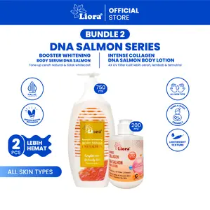[Bundle Hemat 2 Pcs] LIORA Booster Whitening Body Serum DNA Salmon 750ml + Liora Body Lotion Intens collagen Dna Salmon 200ml | Paket DNA Series membantu Mencerahkan kulit kusam, Menutrisi dan Melembabkan Kulit Kering dengan 4x UV filter