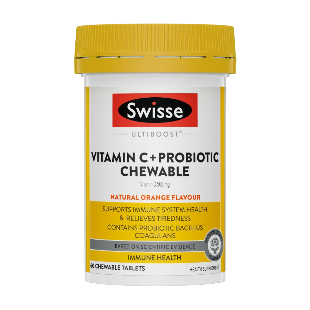 Swisse Ultiboost Vitamin C + Probiotics Chewable (60 Chewable Tablets)