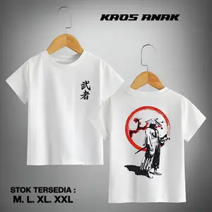 KAOS DISTRO ANAK SABLON DEPAN BELAKANG SIZE M L XL XXL T-SHIRT KAOS ANAK KEREN MOTIF SAMURAI Bahan Cotton Combed 24S Sablon Digital Halus Kuat Tidak Luntur