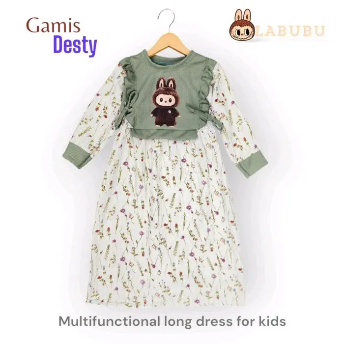 gamis anak Labubu viral gamis anak labubu usia 2-9 tahun gamis Labubu  Muslim Nyaman Dress Baju 5