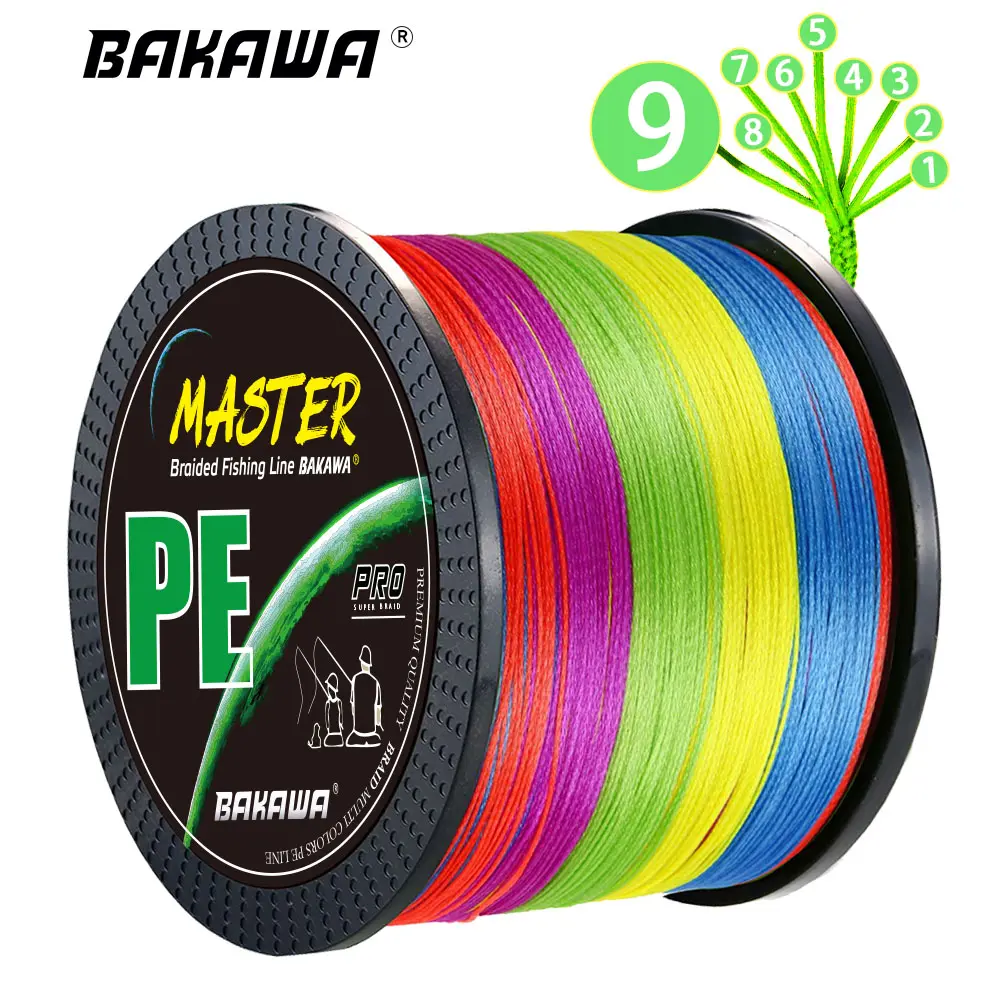 BAKAWA New 9 Strands Multifilament Fishing Line 500M Weave Extreme Smooth Durable PE Wire Japanese Carp Seawater Pesca